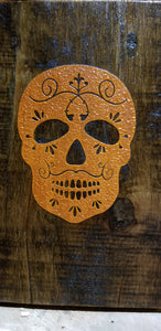 Sugar Skull walnut recovered pallet board Handmade