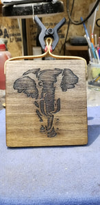 Elephants Two sided Handmade OOAK Art