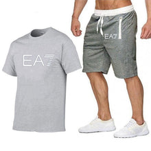 2019 Train Graphic Series Print Fashion For Men New EA7 white Short Sleeve Men Tracksuits Set Male T-shirt fashion Clothing