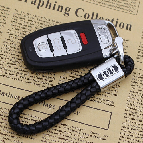 Metal keychain car logo keychain key ring key holder leather key chains for Audi