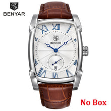 Benyar Watches Men Luxury Brand Quartz Mens Wist watches Military Leather Strap Casual Square Watch Waterproof Reloj de hombre