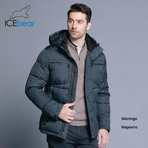 ICEbear 2019 Mens Winter Solid Parka Warm Jackets Simple Hem Practical Waterproof Zipper Pocket High Quality Parka B17MD940D