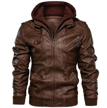 Men's Autumn Winter Motorcycle Leather Jacket Windbreaker Hooded PU Jackets Male Outwear Warm Baseball Jackets Plus Size 3XL