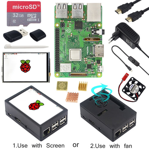 Raspberry Pi 3 Model B+ 3.5 inch Touchscreen LCD + ABS Case + 32GB SD Card + 3A Power Adapter + Heatsinks + HDMI for RPI 3B Plus