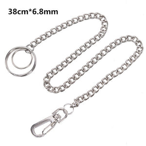 18/38/65cm Rock Punk  Long Metal Wallet Belt Chain Trousers Hipster Pant Jean Keychain Silver Ring Clip Keyring HipHop Jewelry