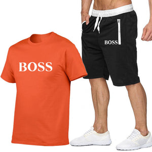 New Fashion Sportsuit and Tee Shirt Set Mens T Shirt Shorts + Short Pants Men Summer Tracksuit Men Casual Brand Boss Tee Shirts